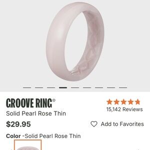 NWT Groove Life Size 4 Solid Pearl Rose Thin Silicone Ring